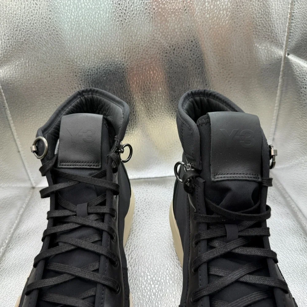Size 12.5 Adidas‎ Y-3 Ajatu Court High Black Cream Mens Athletic Sneakers HQ5967